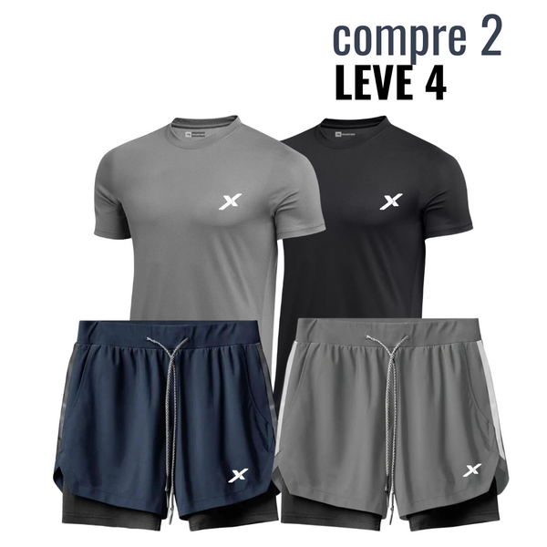 Kit NEXT: 2 Shorts DryFit de Compressão + 2 Camisas DryFit NEXT